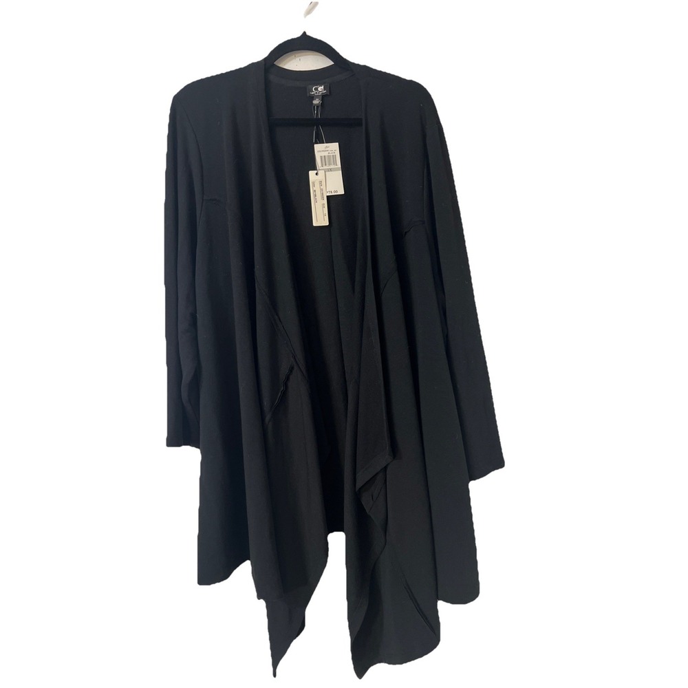 Cable and gauge women's Open cardigan Lagenlook Black 1X Asymmetrical New $78